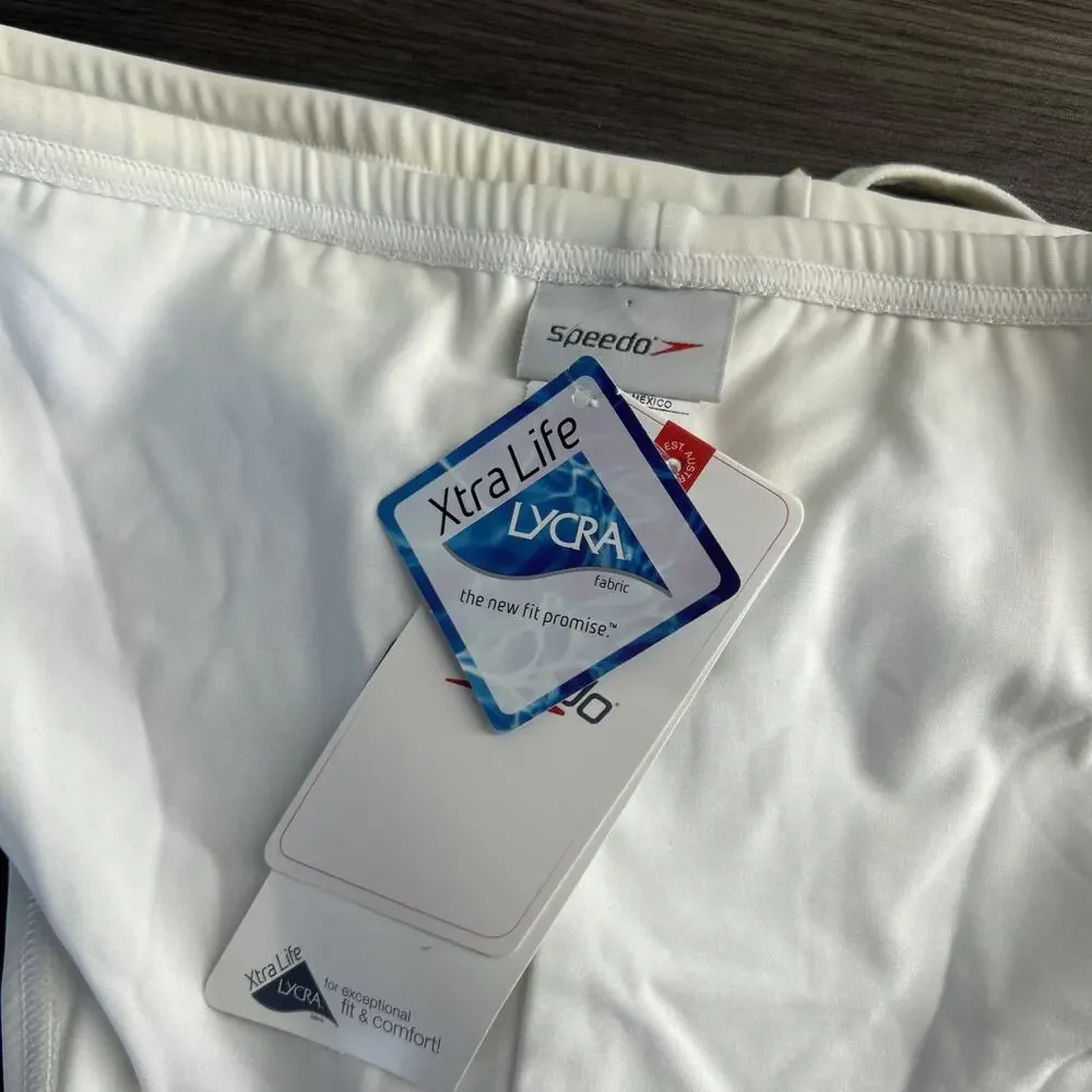 Speedo Men’s Swim Brief Size 34 White NWT New Old Stock Racing Swimsuit READ